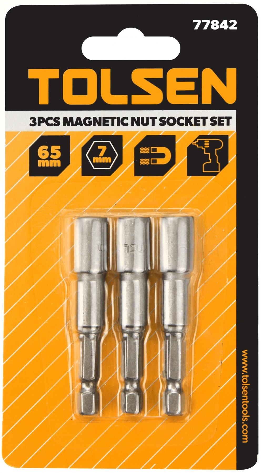 Set de 3 mufe piulita magnetice 10 mm cu lungimea de 65 mm